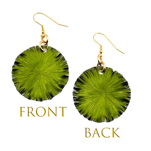 3 of 7: Front and Back Views of Medium Lime Anodized Aluminum Lily Pad Earrings 