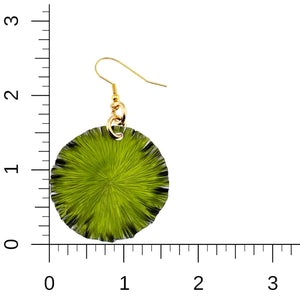 5 of 7: Medium Lime Anodized Aluminum Lily Pad Earrings  on a Ruler for Size Dimensions