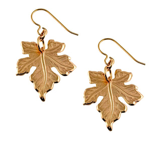 1 of 7: Medium Maple Leaf Bronze Dangle Earrings on a white background