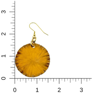 3 of 7: Medium Orange Anodized Aluminum Lily Pad Earrings on a Ruler for Size Dimensions