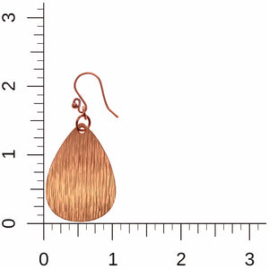 5 of 8: Medium Bark Embossed Copper Teardrop Earrings on Ruler for Size Dimensions