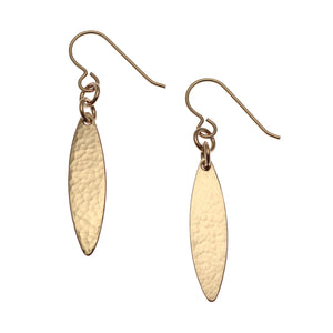7 of 7: Detail View of Mini Marquise Hammered Bronze Drop Earrings