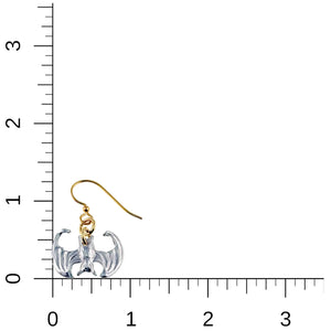 5 of 7: Mini Vampire Bat Aluminum Dangle Earrings  on a ruler for scale.