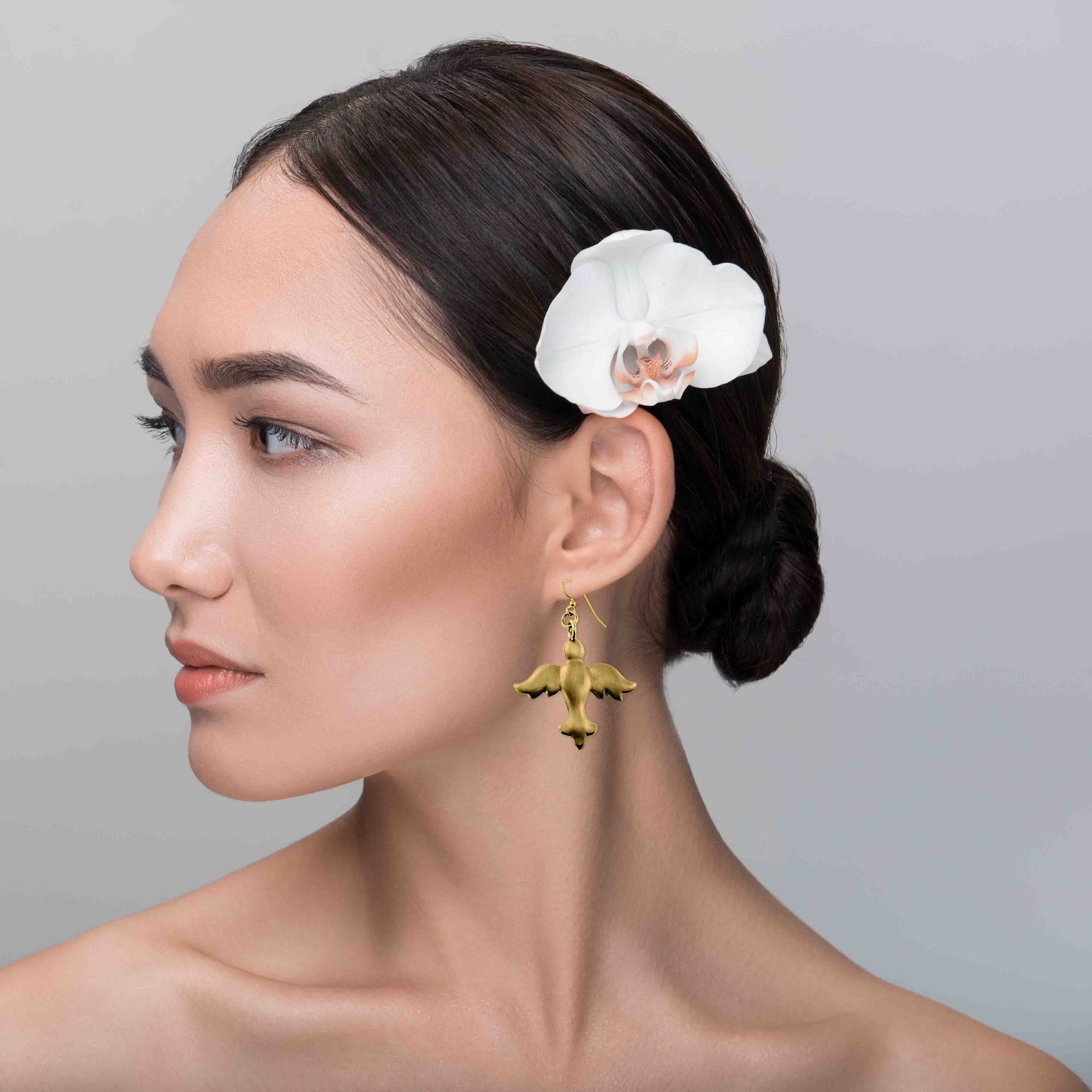 BUY Nu Gold Brass Peace Dove Dangle Earrings