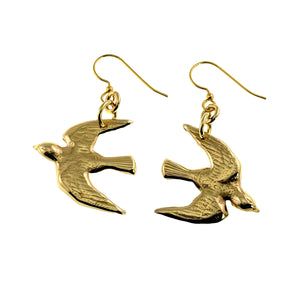 1 of 7: Nu Gold Brass Flying Swallow Earrings on a white background