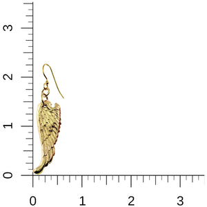 5 of 7: Nu Gold Brass Guardian Angel Wing Drop Earring  on a ruler for scale
