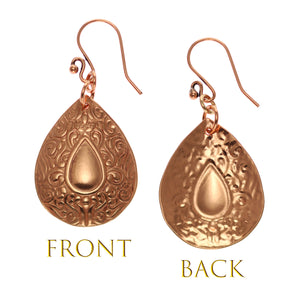 3 of 7: Ornate Mandala Teardrop Copper Earrings
