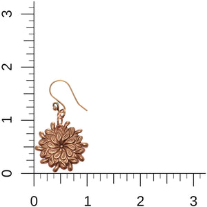 5 of 7: Paisley Burst Copper Drop Earrings on Ruler for Size Dimensions