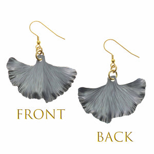 3 of 7: Pewter Gray Anodized Aluminum Medium Ginkgo Leaf Earrings