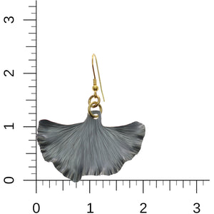 5 of 7: Pewter Gray Anodized Aluminum Medium Ginkgo Leaf Earrings on Rule for Size Dimensions
