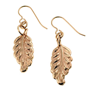1 of 7: Small Feather Bronze Dangle Earrings with die-struck feather detail and bronze French hooks handcrafted by John S. Brana.