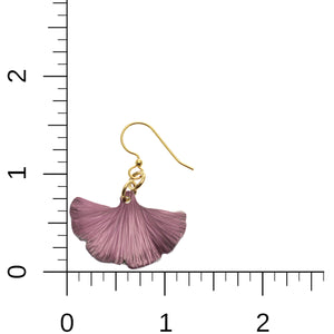 5 of 8: Small Mauve Ginkgo Leaf Anodized Aluminum Purple Earrings