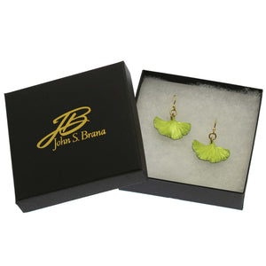7 of 9: Small Ginkgo Leaf Anodized Aluminum Sour Candy Apple Earrings in a Black Gift Box