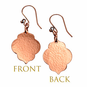 3 of 7: Small Hammered Copper Quatrefoil Dangle Earrings