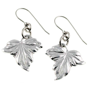 1 of 7: Small Maple Leaf Aluminum Dangle Earrings on a white background