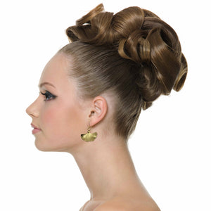 6 of 7: Stylish Woman Wearing Small Nu Gold Brass Ginkgo Leaf Earrings