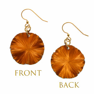 3 of 7: Small Orange Anodized Aluminum Lily Pad Earrings