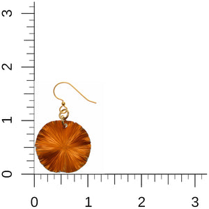 5 of 7: Small Orange Anodized Aluminum Lily Pad Earrings on Ruler for Size Dimensions