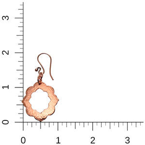 5 of 6: Small Pierced Hammered Copper Arabesque Flower on a Ruler for Size Dimensions