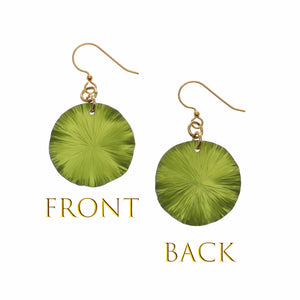 3 of 7: Small Sour Candy Apple Anodized Lily Pad Leaf Drop Earrings Front and Back Views