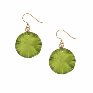 1 of 7: A Pair Small Sour Candy Apple Anodized Lily Pad Leaf Drop Earrings on a White Background