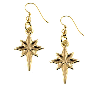 1 of 7: Star of Bethlehem Nu Gold Brass Dangle Earrings on a white background