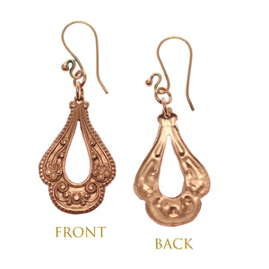 3 of 7: Victorian Open Teardrop Earrings - Front and Back View