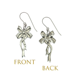 3 of 8: Yuletide Ribbon Aluminum Dangle Earrings - Front and Back View