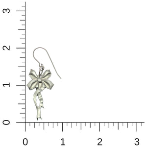7 of 8: Yuletide Ribbon Aluminum Dangle Earrings on Ruler for Size Dimensions