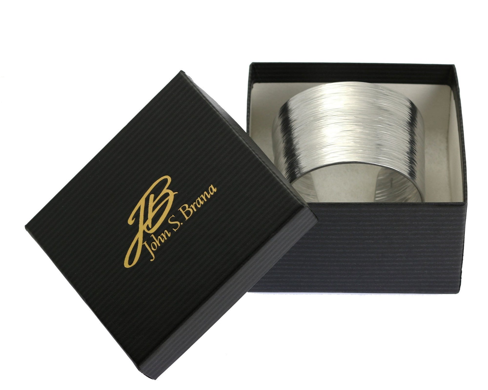 Boxed Aluminum Bark Cuff - Wide Silver Tone Cuff Bracelet