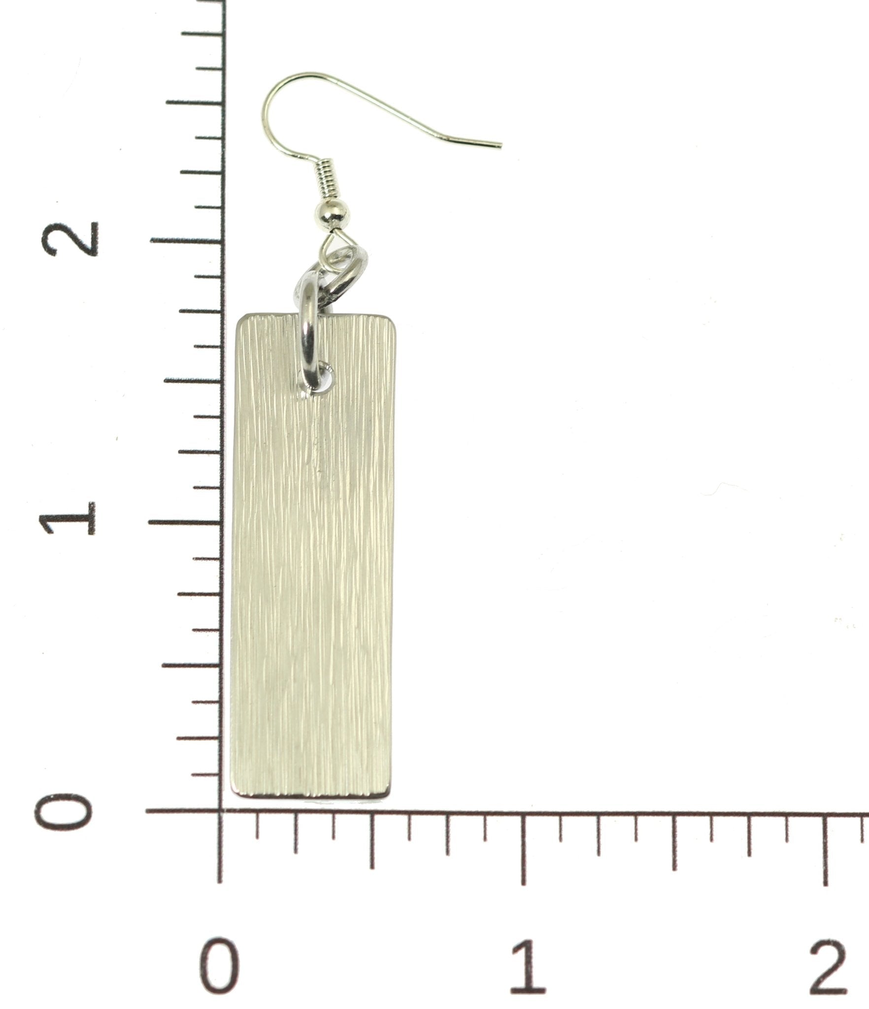 Aluminum Bark Dangle Earrings on Ruler for Scale