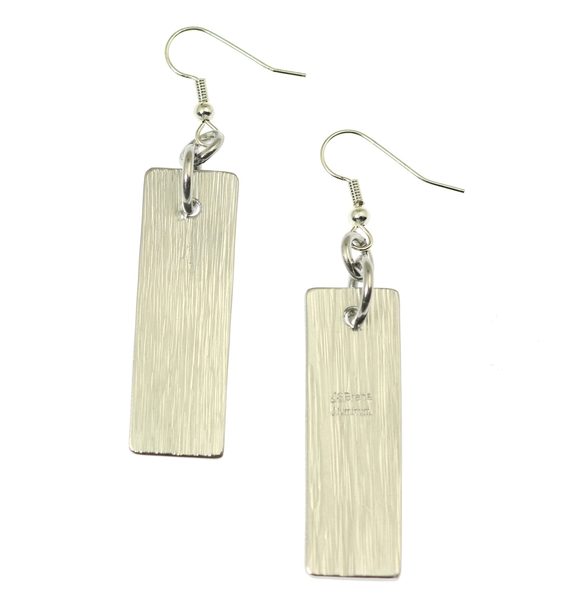 Front and Back View of Aluminum Bark Dangle Earrings
