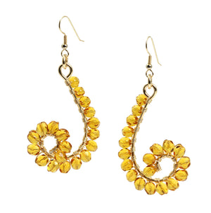 3 of 4: Detail View of Amber Wire Wrapped 14K Gold-filled Earrings