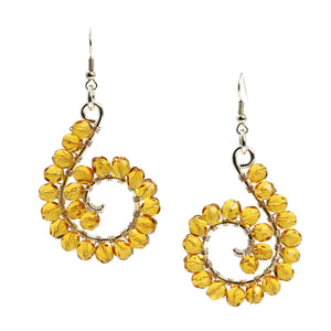 3 of 4: Detail View of Amber Wire Wrapped Sterling Silver Earrings