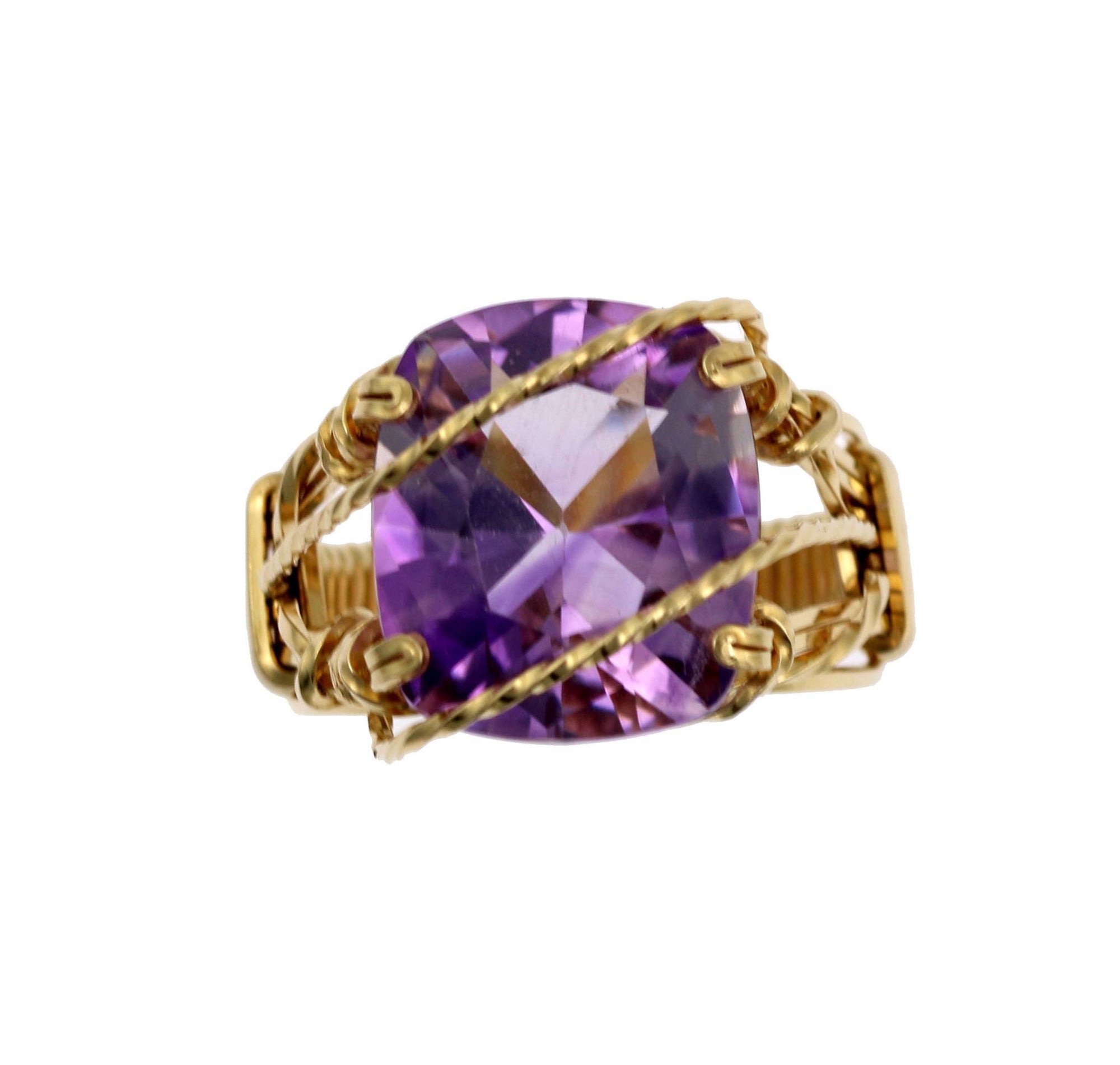 Top View of Amethyst 14K Gold-filled Cocktail Ring