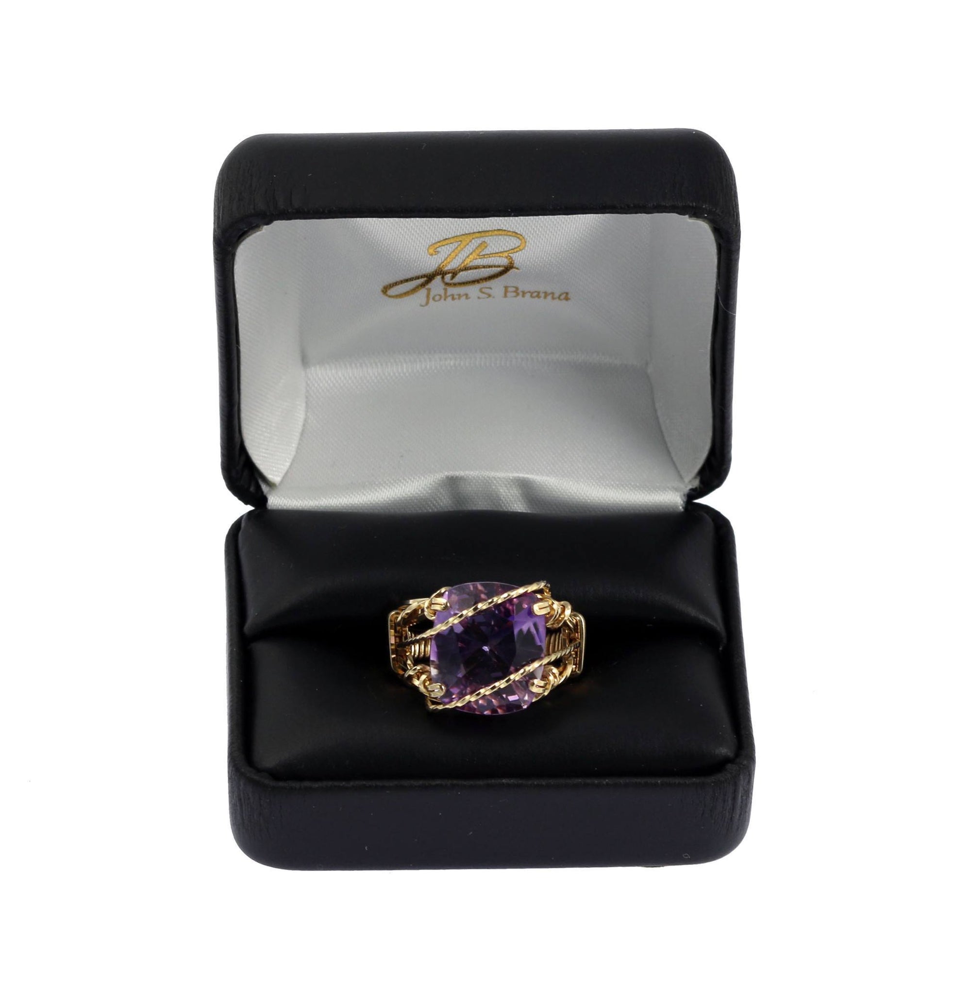 Amethyst 14K Gold-filled Cocktail Ring in Black Gift Box with Gold Logo