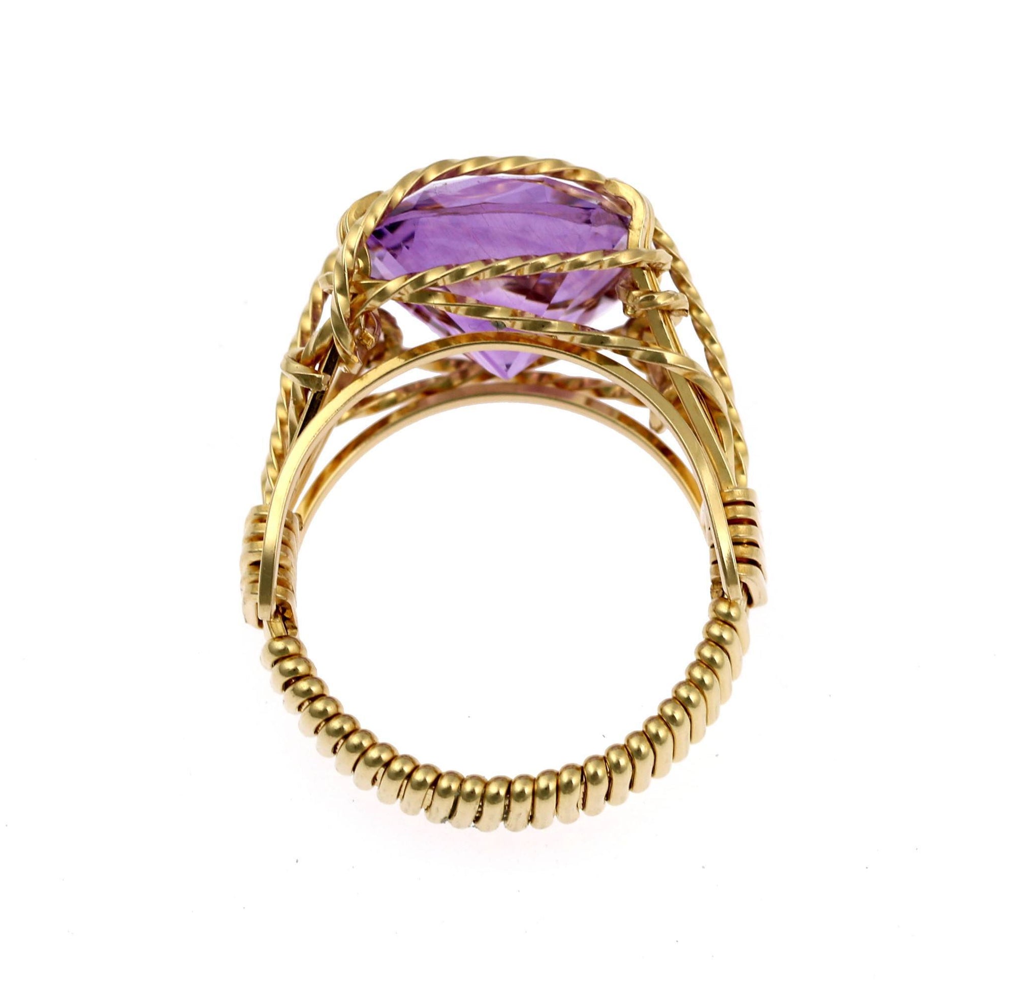 Ring Shank Shape View of Amethyst 14K Gold-filled Cocktail Ring