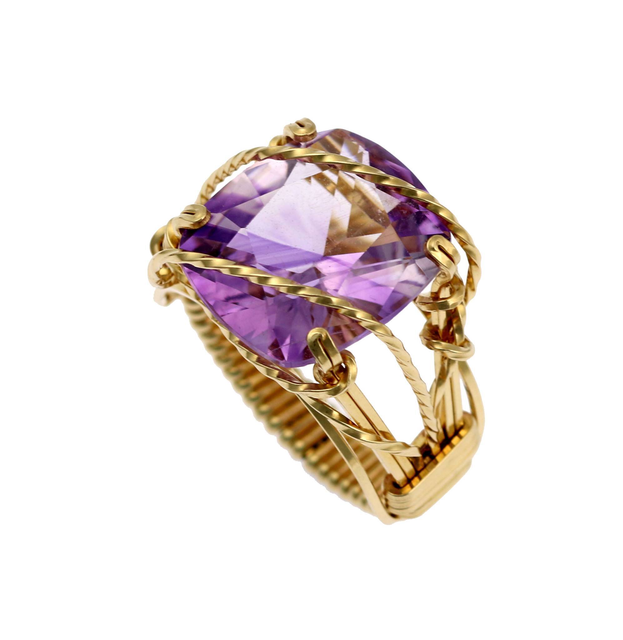 Amethyst 14K Gold-filled Cocktail Ring Side View