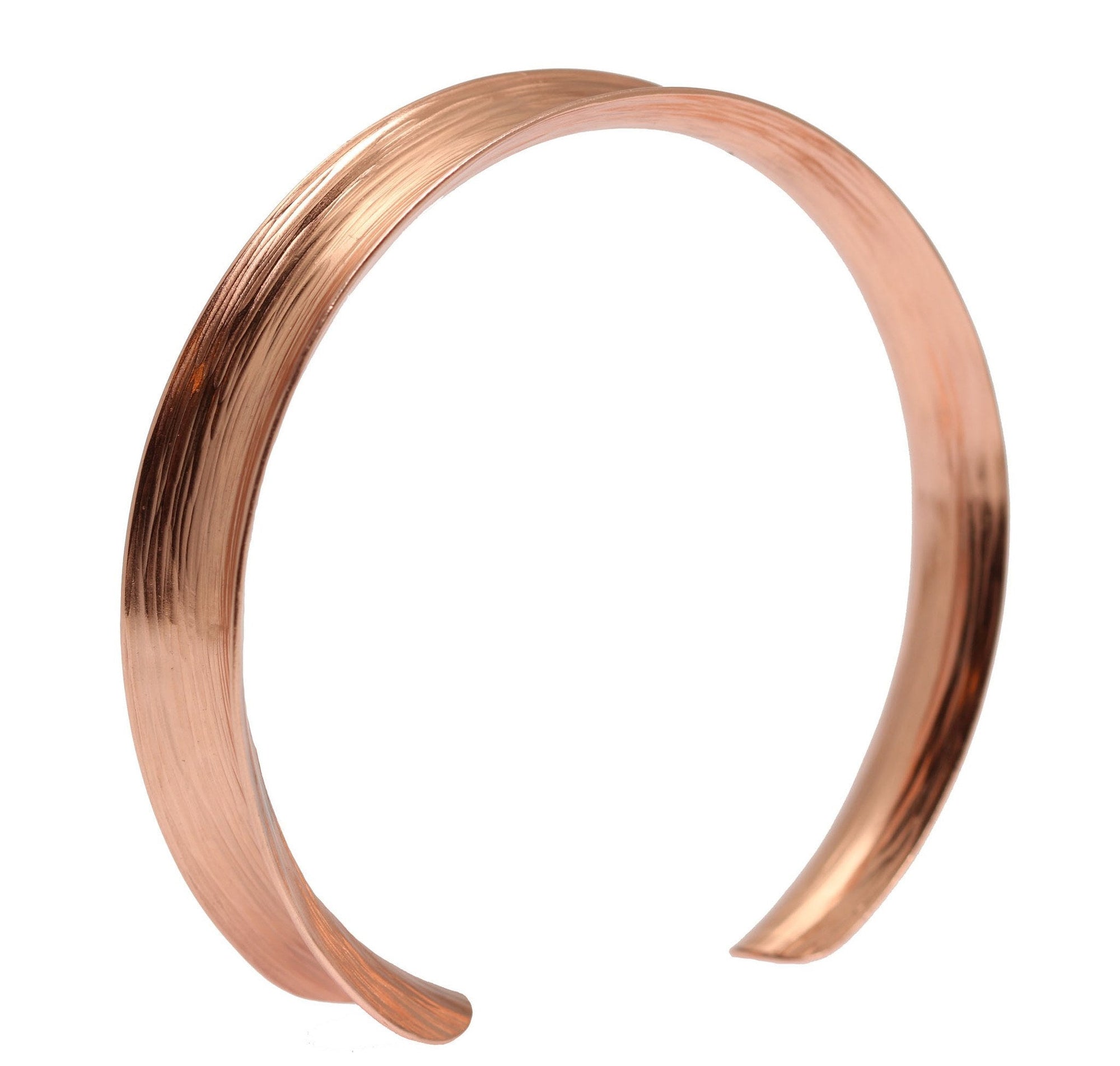 Left Side View of Anticlastic Bark Copper Bangle Bracelet