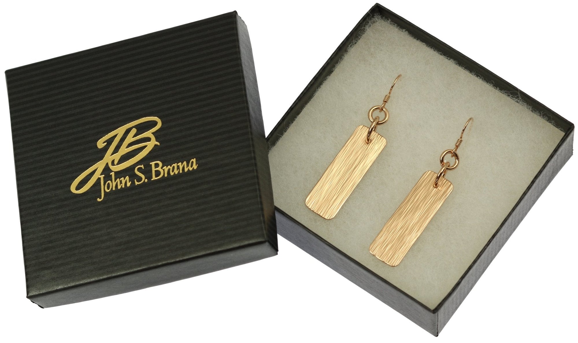 Gift Boxed Bronze Bark Dangle Earrings