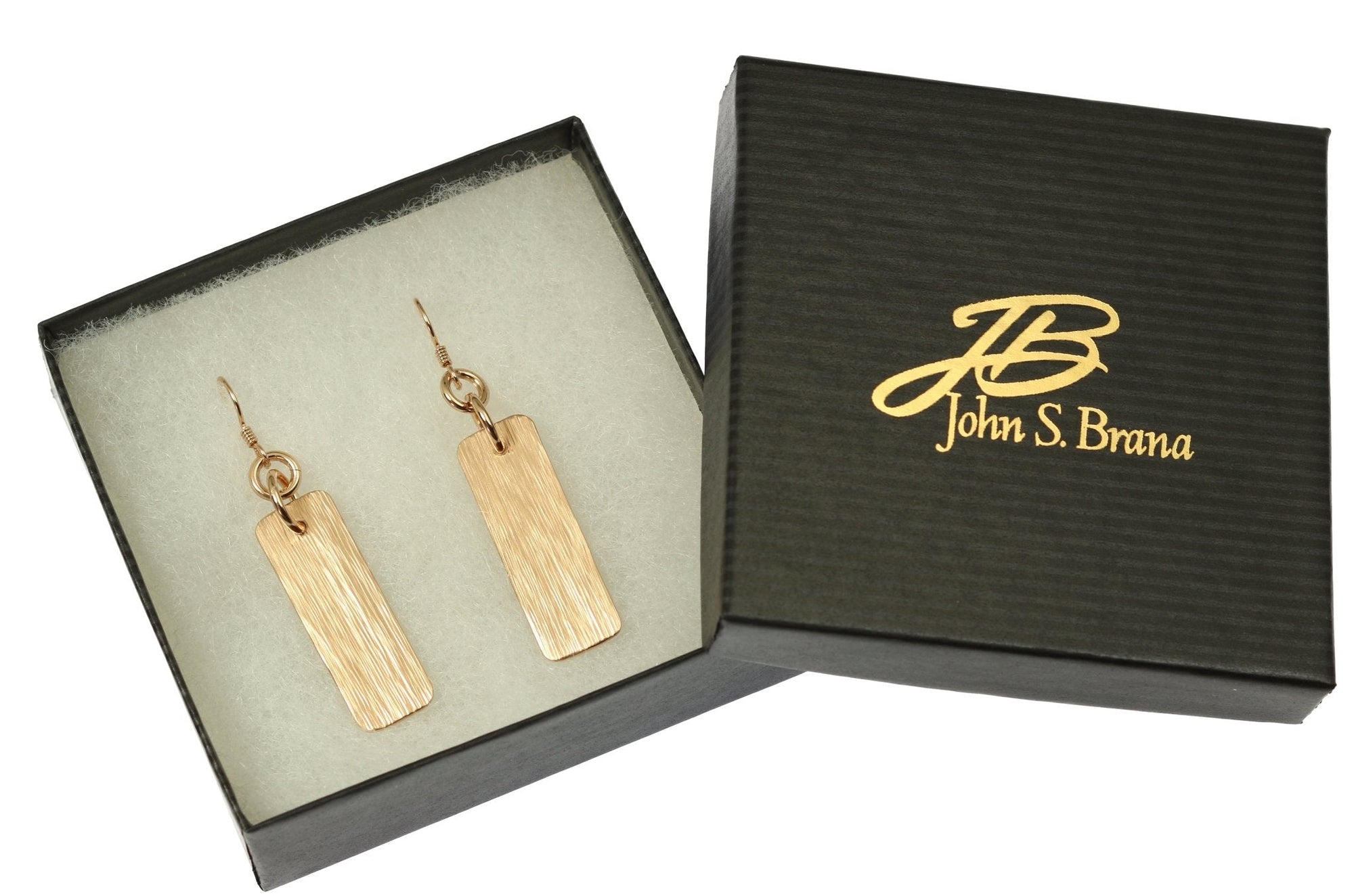 Bronze Bark Dangle Earrings in Branded Gift Box