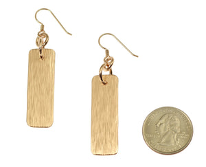2 of 6: Size of Bronze Bark Dangle Earrings compared to a US Quarter Coin