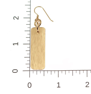 3 of 6: Bronze Bark Dangle Earrings on a Ruler for Size Dimensions