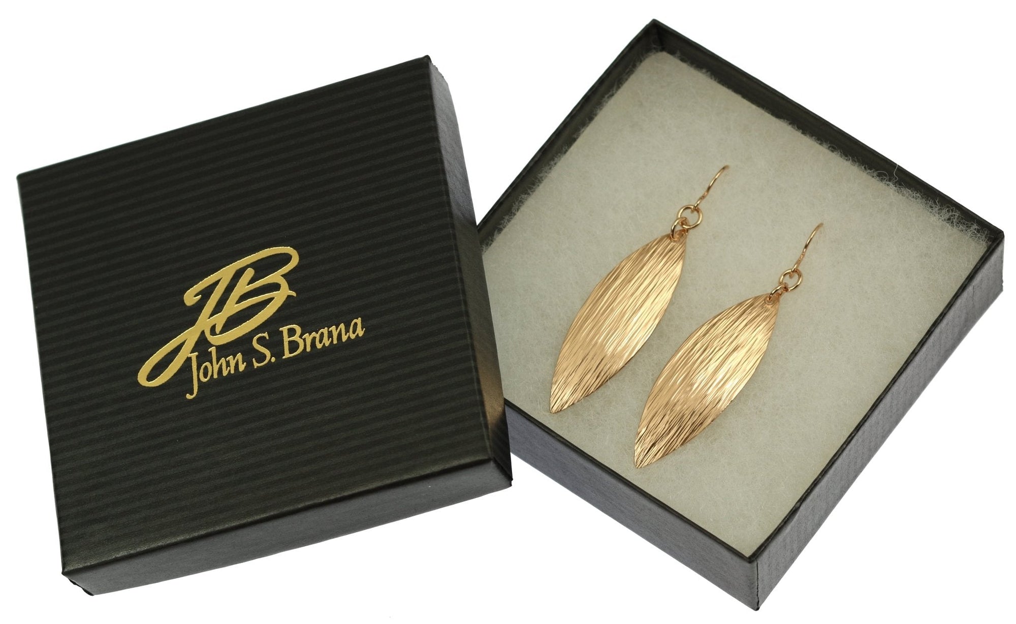 Bronze Bark Leaf Drop Earrings in Branded Gift Box