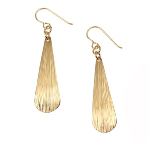 1 of 6: A Pair of Bronze Bark Long Teardrop Earrings on a White Background