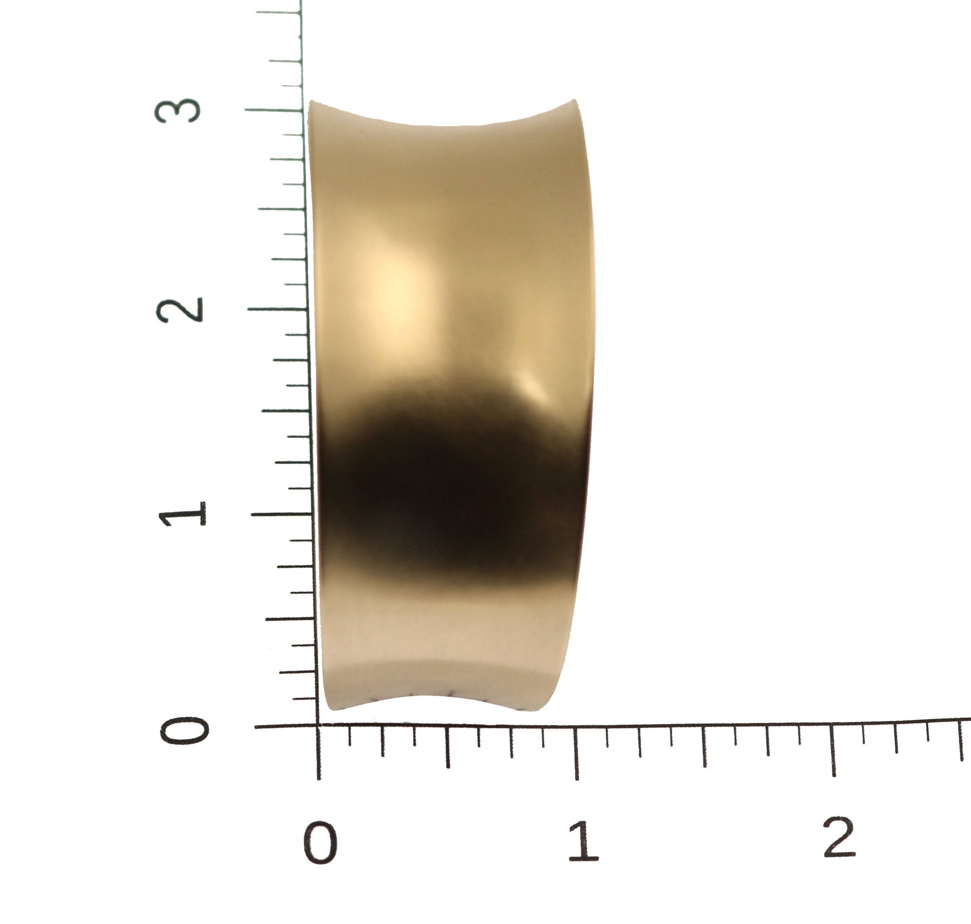 Brushed Bronze Anticlastic Cuff on a Ruler for Size Dimesions