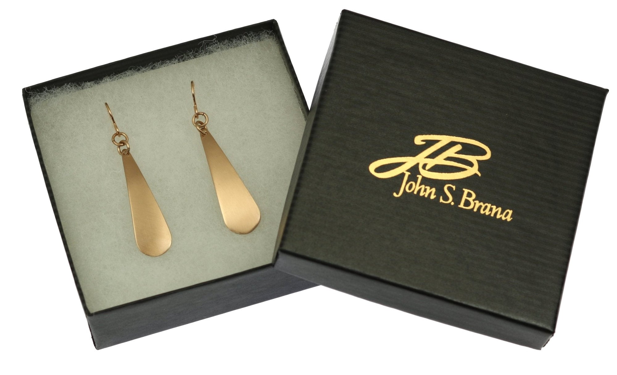 Gift Boxed Brushed Bronze Long Teardrop Earrings