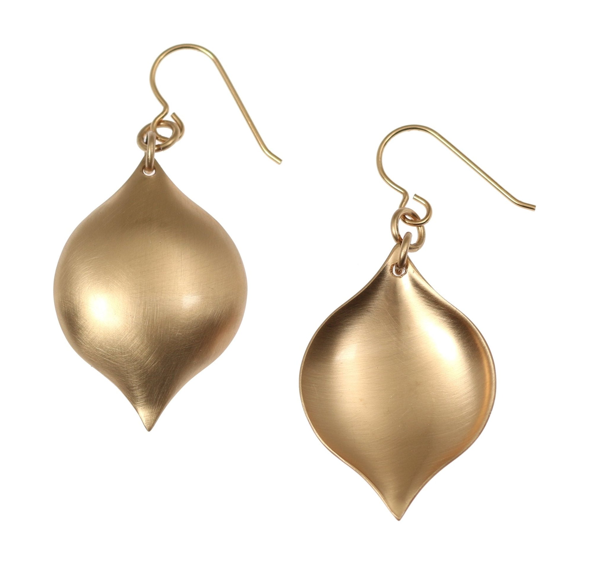 Front and Back Views of Brushed Bronze Marrakesh Drop Earrings