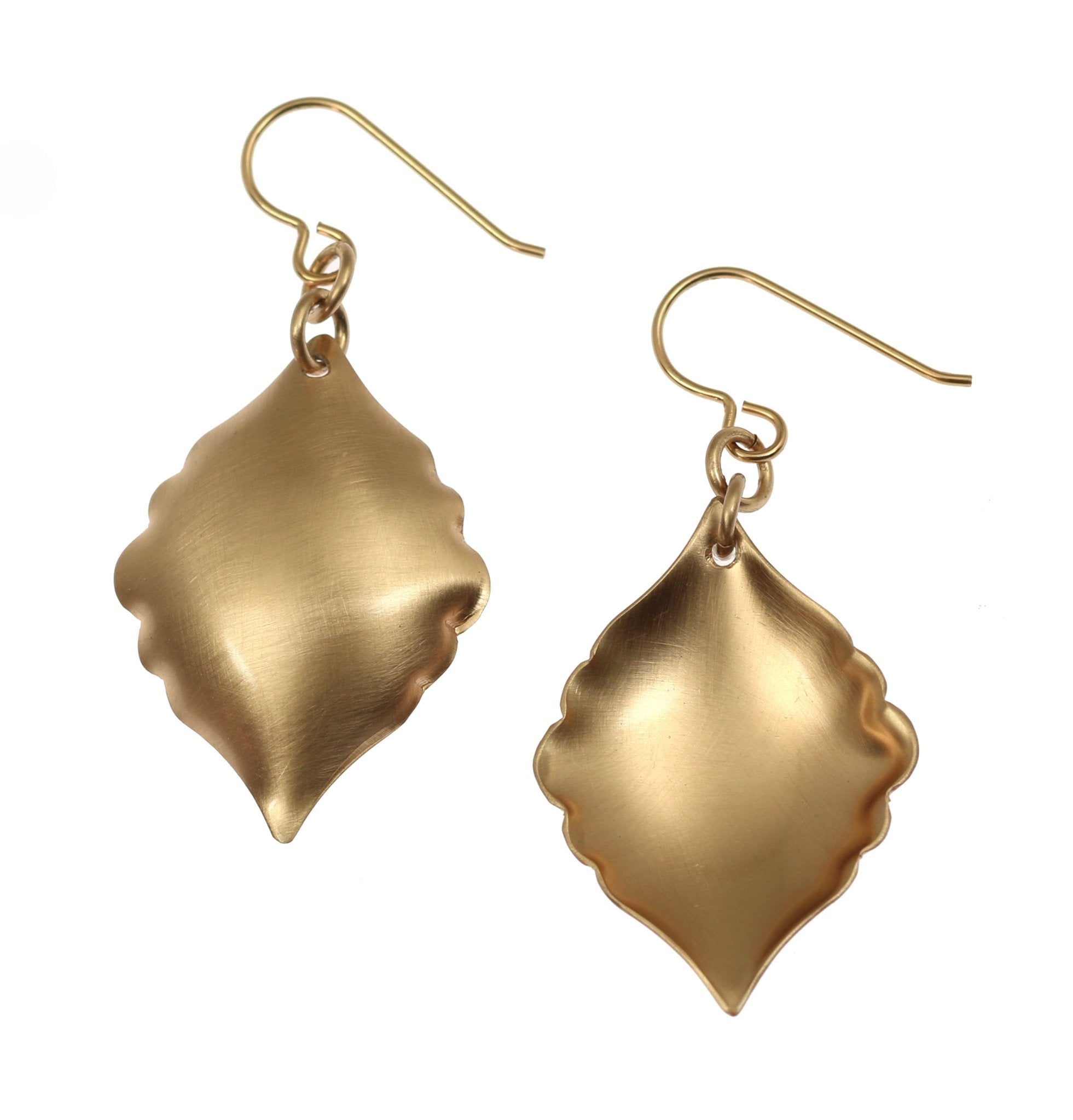 Detail View of Brushed Bronze Moroccan Drop Earrings