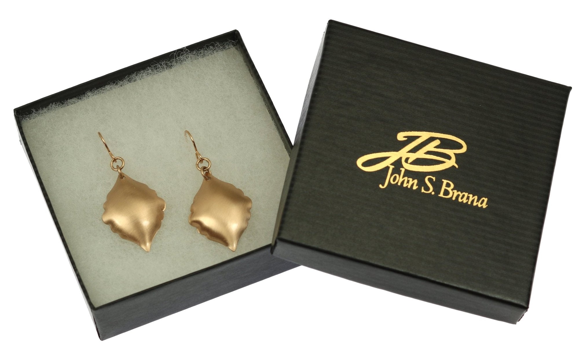 Brushed Bronze Moroccan Drop Earrings in Black Gift Box with Gold Logo